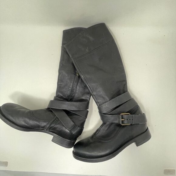 Buttero Women's Riding Tall Boots Wrap Around Buckle Black Leather Size EU 36 - Picture 3 of 12